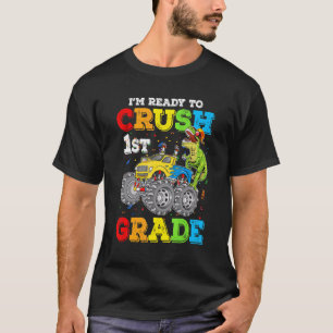 Ik ben klaar om de eerste klas-Monster Truck Dinos T-shirt
