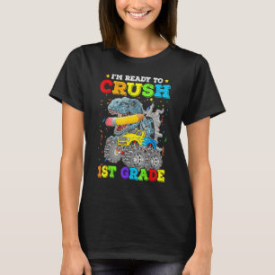 Ik ben klaar om de eerste klas-Monster Truck Dinos T-shirt