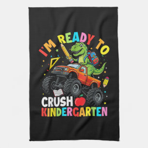 Ik ben klaar om de kleuterklas op de eerste dag te theedoek