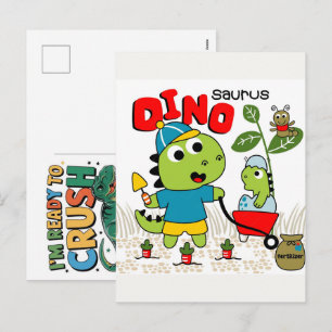 Ik ben klaar om de kleuterschool dinosaurus school feestdagenkaart