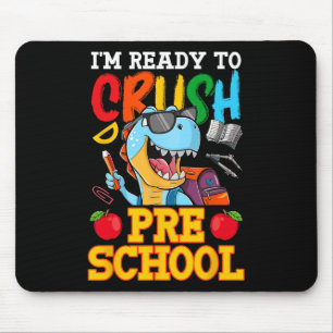 Ik ben klaar om de kleuterschool T Rex eerste dag  Muismat