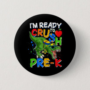 Ik ben klaar om het PreK T Rex Dino Holding Potloo Ronde Button 5,7 Cm