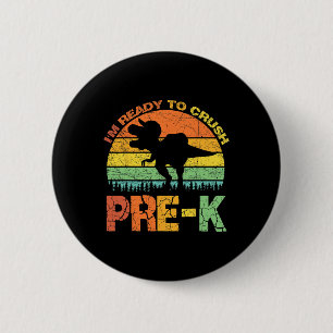 Ik ben klaar om pre-k T Rex Dinosaur terug te bren Ronde Button 5,7 Cm