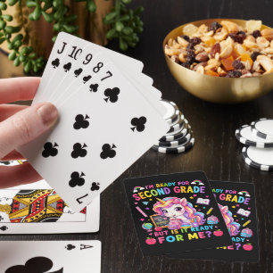 Ik ben klaar voor eenhoorn tweede klas eerste dag pokerkaarten