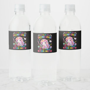 Ik ben klaar voor eenhoorn tweede klas eerste dag waterfles etiket