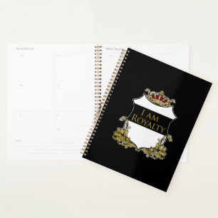 Ik Ben Koninklijk Kroon Crest Zwart Goud Luxe Plan Planner