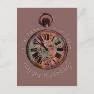 Ik ben laat, ik ben laat op mijn verjaardag Briefk Briefkaart