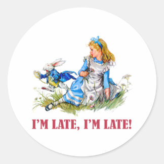 IK BEN LAAT, IK BEN LAAT! VOOR EEN HEEL BELANGRIJK RONDE STICKER