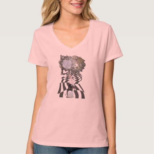 "Ik ben laat!" Witte konijn (Wonderland Col.) Lich T-shirt (Voorkant)