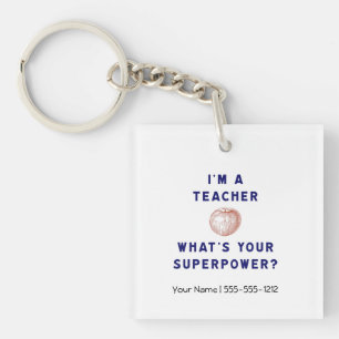 Ik ben leraar [appel] Wat is jouw Superpower? Sleutelhanger