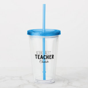 Ik ben lerarenschool Collegeadd jouw naam sms simp Acryl Drinkbeker