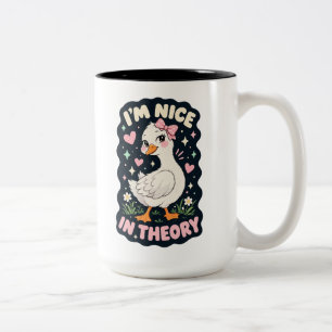 Ik ben leuk in theorie gans humor tweekleurige koffiemok