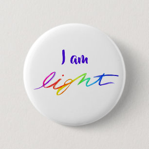 Ik ben lichte Inspirerend Rainbow Word Pin Buttonn Ronde Button 5,7 Cm