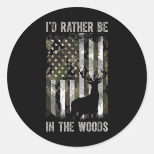 Ik ben liever in de Bossen op zoek naar Camo USA F Ronde Sticker