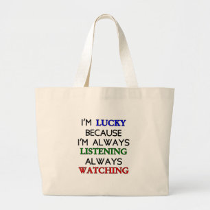 Ik ben Lucky Grote Tote Bag