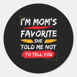 Ik ben mama's favoriete grappige familie voor zoon ronde sticker