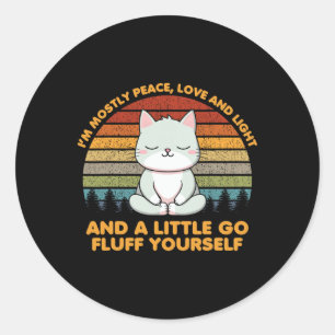 Ik ben meestal vrede liefde grappige yoga kattenho ronde sticker
