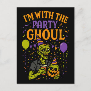 Ik ben met de partij Ghoul Zombie, Halloween kostu Feestdagenkaart