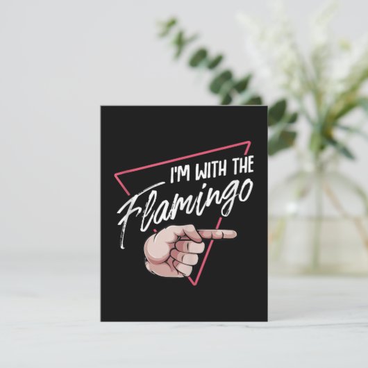 Ik ben met Flamingo Halloween Matching Paar Kostuu Kaart (Staand voorkant)