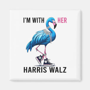 Ik ben met haar Harris een flamingo stem blauw Magneet