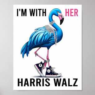 Ik ben met haar Harris een flamingo stem blauw Poster