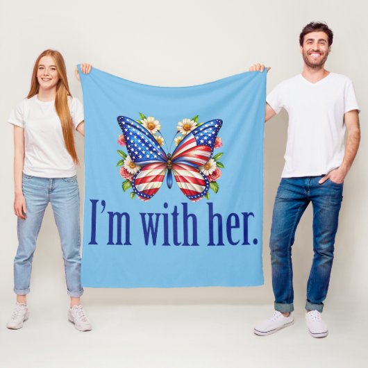 Ik ben met haar Kamala Blue Butterfly Fleece Deken (In situ)