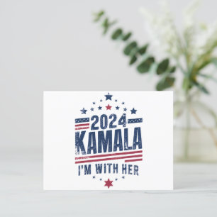 Ik ben met haar Kamala stem voor 2024 Kamala-Harri Briefkaart