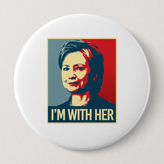 ik ben met hillary poster - -  ronde button 4,0 cm (Voorkant)