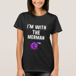Ik ben met Merman Tie Dye Halloween Matching Paar T-shirt