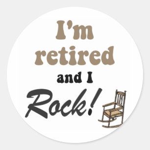 Ik ben met pensioen en ik rock! ronde sticker