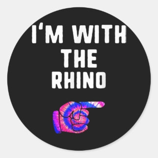 Ik ben met Rhino Tie Dye Halloween Matching Couple Ronde Sticker