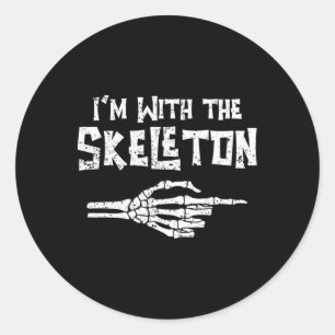 Ik ben met Skeleton bijpassende paar Easy kostuum Ronde Sticker