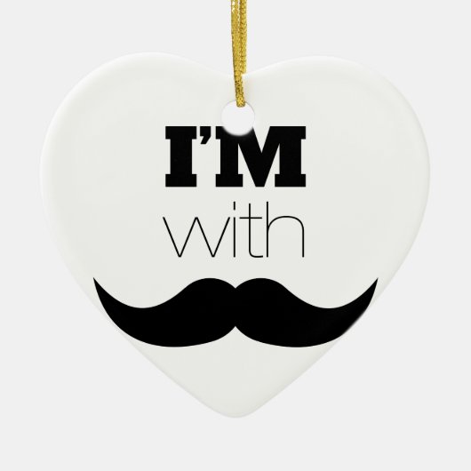 Ik Ben Met Snor Keramisch Ornament (Voorkant)