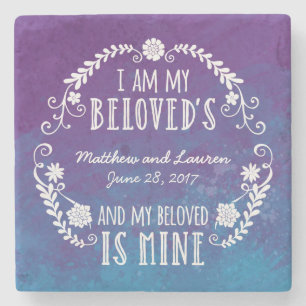 Ik ben mijn Beloved's, Wedding Waterverf Blue Stenen Onderzetter