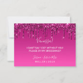 Ik ben mijn Bridesmaid Fab Glitter Drip Magenta Kaart (Achterkant)