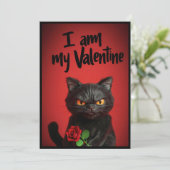 Ik ben mijn Valentijn Black Cat Feestdagenkaart (Staand voorkant)