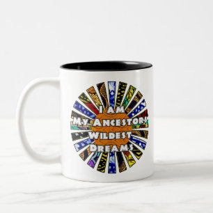 Ik ben mijn voorouders Wildest Dreams African Fabr Tweekleurige Koffiemok