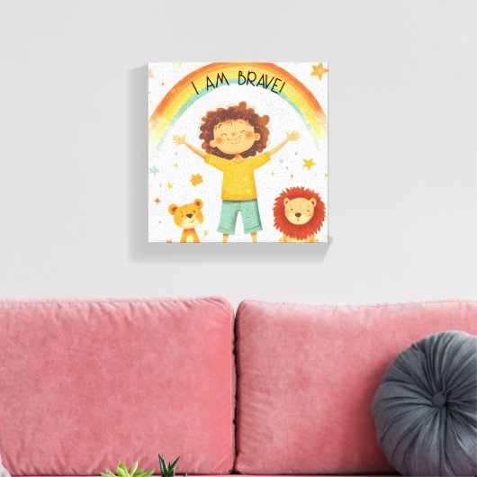 Ik ben moedig - Kinder bevestiging Canvas Afdruk (Insitu (Woonkamer))