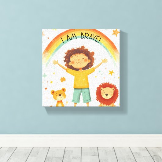 Ik ben moedig - Kinder bevestiging Canvas Afdruk (Insitu (Houten vloer))