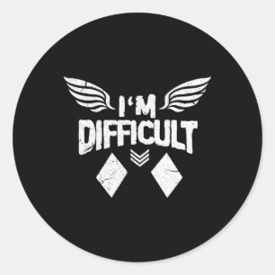 Ik ben moeilijk Dubbele Diamanten Ski Snowboarden  Ronde Sticker