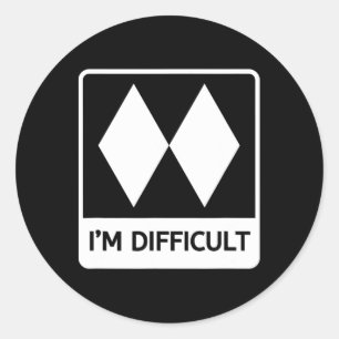 Ik ben moeilijk grappige dubbele zwarte diamanten ronde sticker