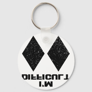 Ik ben moeilijk grappige dubbele zwarte diamanten sleutelhanger