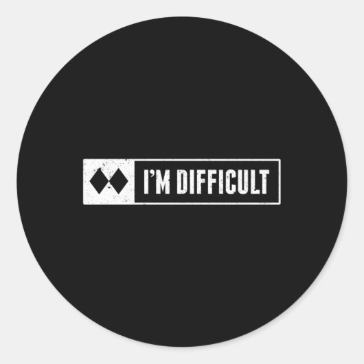 Ik ben moeilijk snowboard skiberg teken ronde sticker (Voorkant)