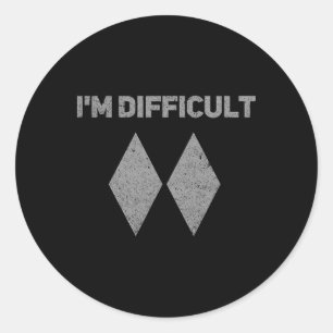Ik ben moeilijk zwart skien dubbele diamanten snow ronde sticker