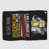 Ik ben momenteel zonder toezicht Ik weet het dinos Golfhanddoek (Horizontaal)