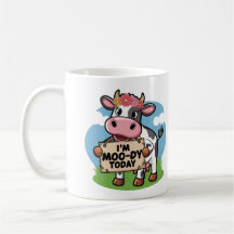 Ik ben Moo-dy Vandaag Schattigee Koffie Mok voor D