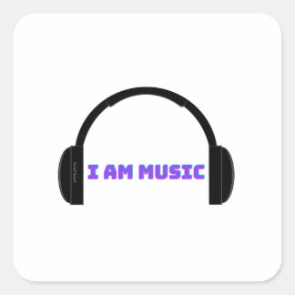 Ik ben muziek vierkante sticker