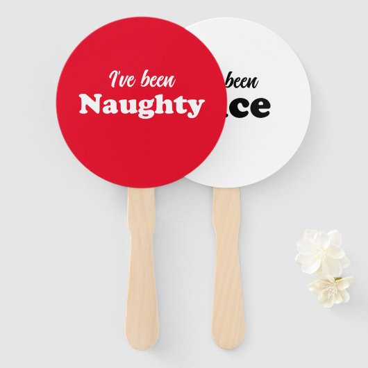 Ik ben Naughty of Nice rood grappig kerst spel gew Handwaaier (Voorkant en achterkant)