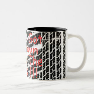 Ik ben net onder de bus gedupeerd. tweekleurige koffiemok