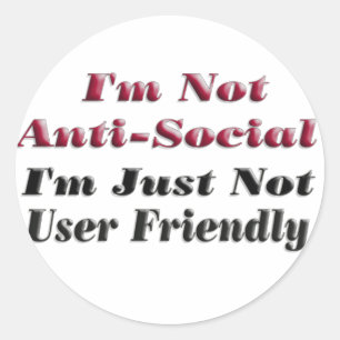 Ik ben niet anti-sociaal ronde sticker